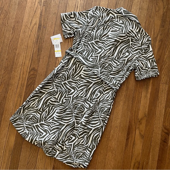Jones New York Sport Short Sleeve Shirt Dress Belt Animal Stripes Print Pockets - Picture 7 of 9